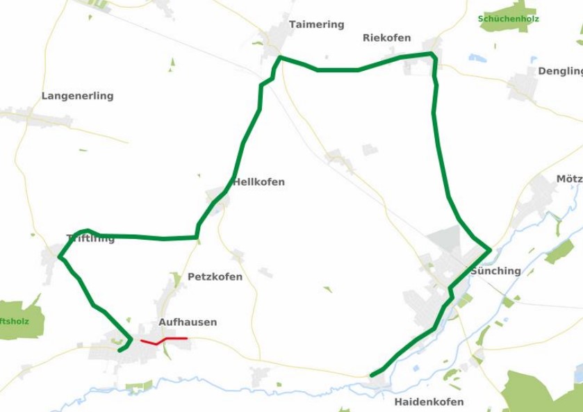 Sperrung der Ortsdurchfahrt Aufhausen – Umleitung der RVV-Line 23 Änderung der Umleitung am Montag, den 06.11.2023, und Freitag, den 10.11.2023